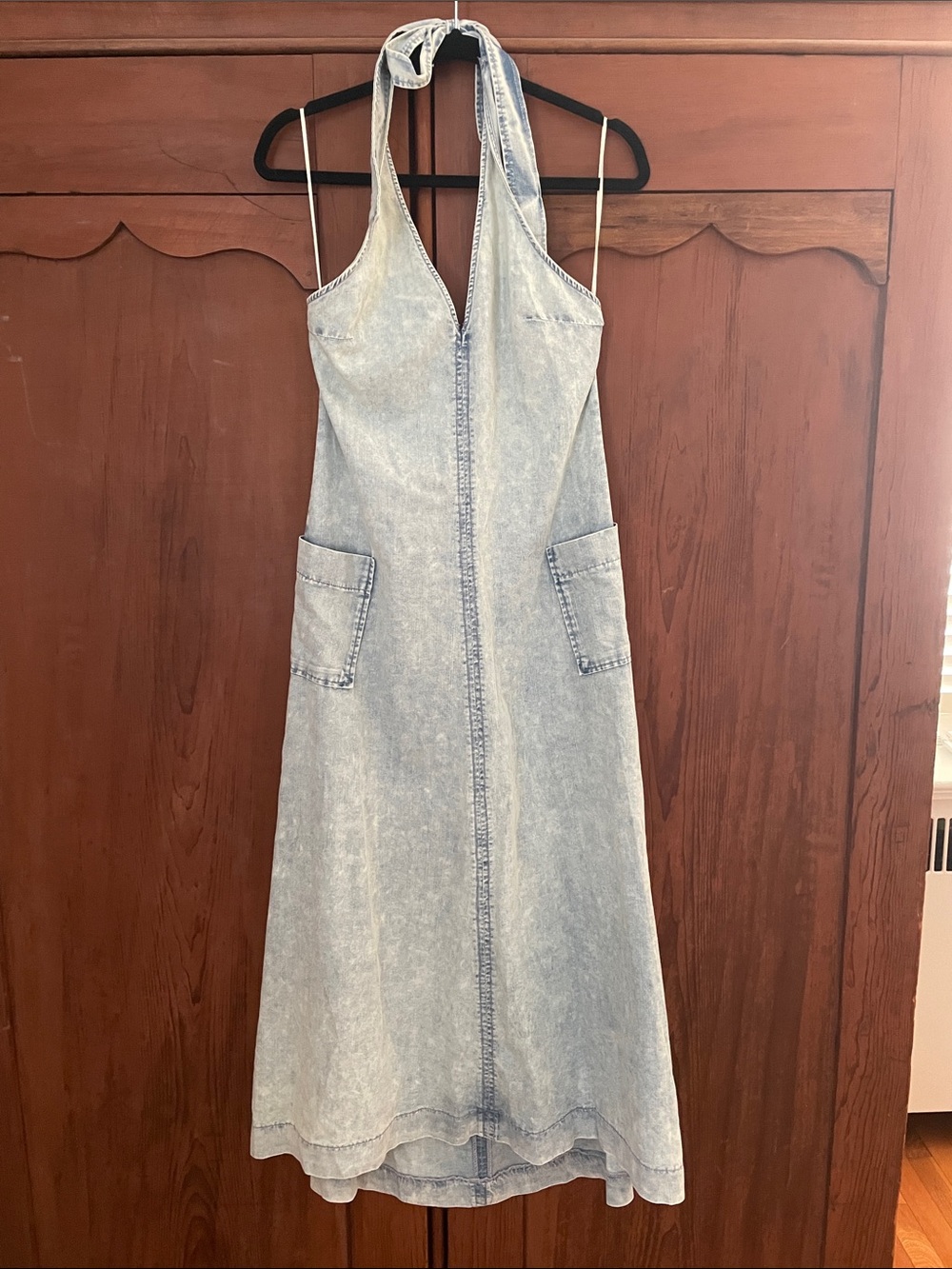 TALULAH Light Blue Denim Halter Maxi Dress